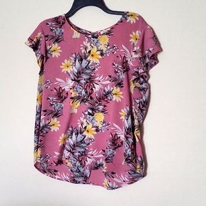 Pink Floral blouse XL
